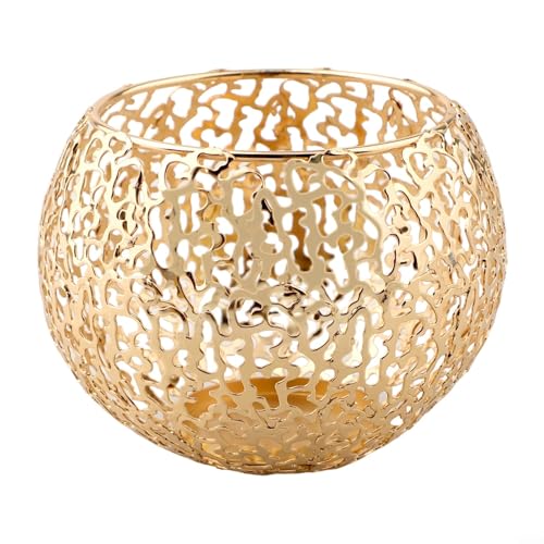 Goldfarbene Metall-Kerzenhalter mit einzigartigen Designs, um jedes dekorative Thema oder Anlass zu ergänzen (Gold) von Serenophile
