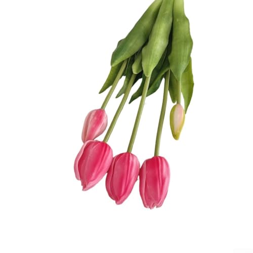 Künstliche Tulpenblumen, PE-Kunststoff mit realistischem Touch, für Innen- und Außendekoration für Zuhause, Garten, Dekoration (dunkelrosa) von Serenophile