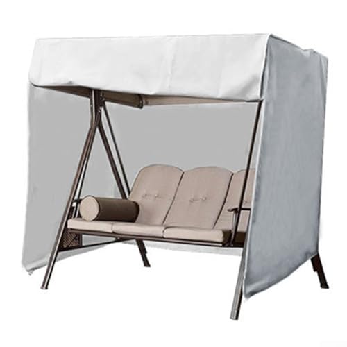 Wasserdichte Outdoor-Schaukelabdeckung mit Kordelzug und Schnalle, geeignet für 3-Sitzer-Terrassenschaukelstühle (Grau) von Serenophile