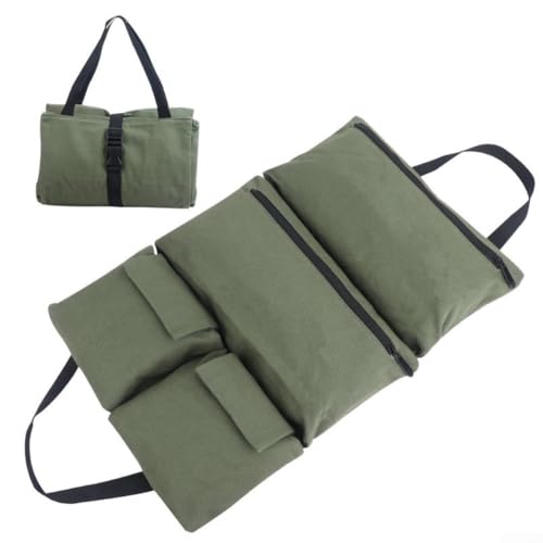 Werkzeug-Organizer aus Segeltuch, aufrollbare Tasche mit mehreren Reißverschlussfächern für Werkzeuge wie Schraubendreher (grün) von Serenophile