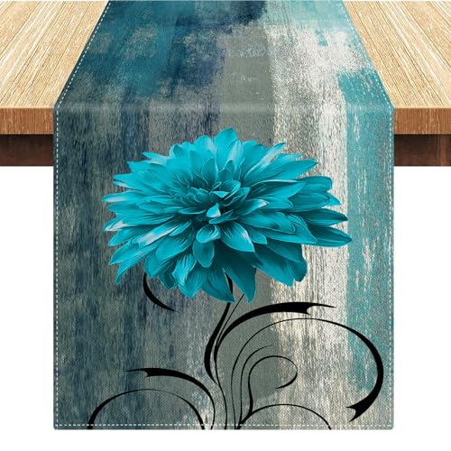 Tischläufer Herbst Leinen Abstrakte Kunst Gemälde Blaugrüne Graue Blumen Tischdeko Vintage Waschbare Esstischdecke Tischläufer Böhmen für Bankett Party Urlaub Hochzeiten 40 x 140 cm Tischläufer Herbst Leinen Abstrakte Kunst Gemälde Blaugrüne Graue Blumen Tischdeko Vintage Waschbare Esstischdecke Tischläufer Böhmen für Bankett Party Urlaub Hochzeiten 40 x 140 cm von Serento