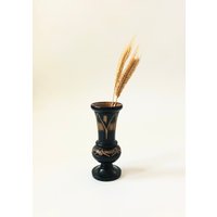 Schwarze Geschnitzte Holz Vase von SergeantSailor