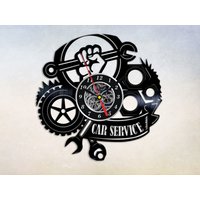 Auto Service Logo Vinyl Wanduhr, Wandkunst Dekoration von SergioArtStudio