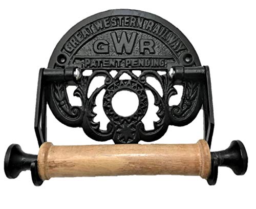 Toilettenpapierhalter im viktorianischen Stil, schwarzes Eisen, GWR Eisenbahn, Neuheit Retro von Serguio Rogetti