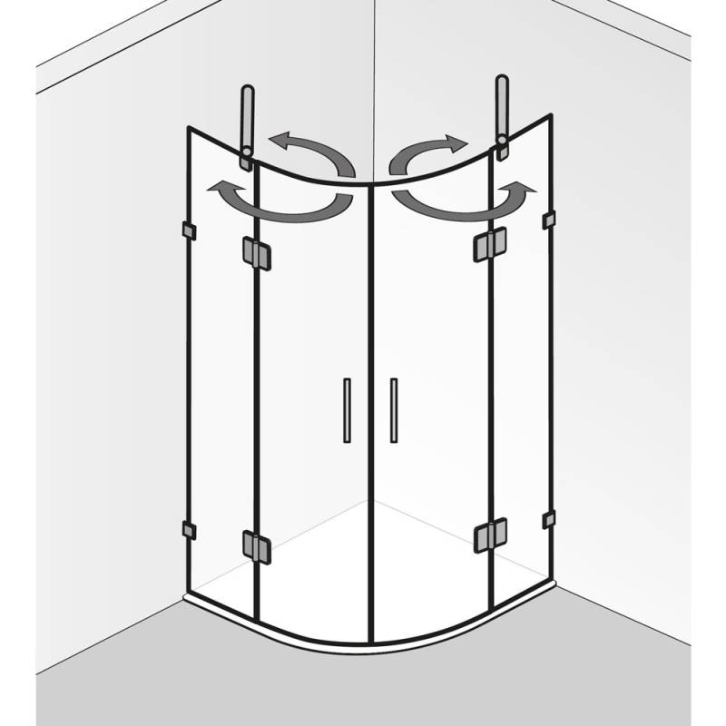 HSK Aperto Pur AOP.143 Runddusche pendelbar 4-teilig Duschkabine von Serie Aperto Pur