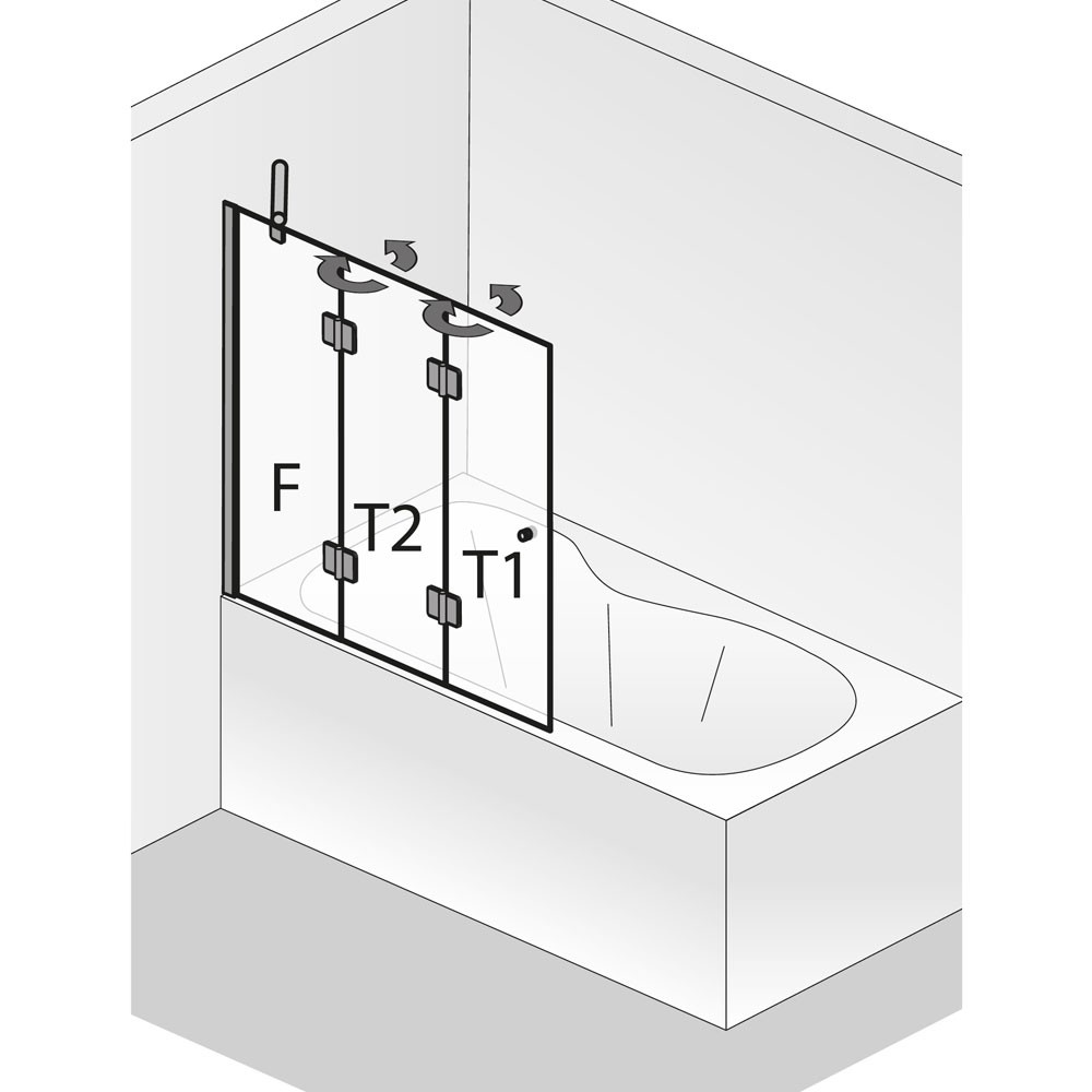 HSK Aperto Badewannenaufsatz pendelbar 3-teilig von Serie Aperto