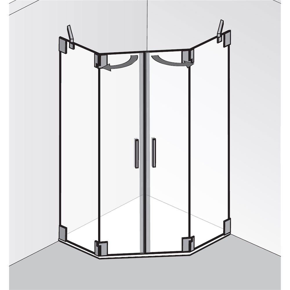 HSK K2.62 Fünfeckdusche 2 Drehtüren mit Seitenwänden von Serie K2