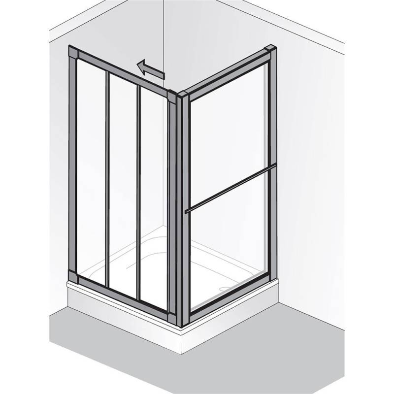 HSK Prima Gleittür 3-teilig mit Seitenwand Kunstglas Duschkabine von Serie Prima