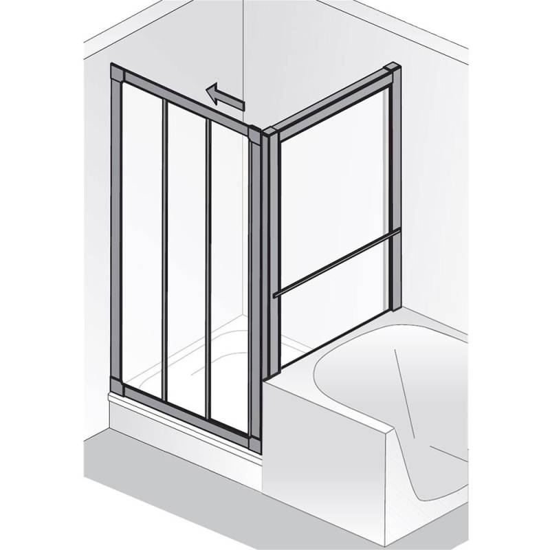 HSK Prima Gleittür 3-teilig mit verkürzter Seitenwand Kunstglas... von Serie Prima