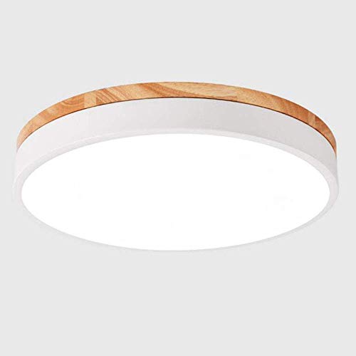 Modern LED Deckenlampe Dimmbar mit Fernbedienung,38W Weiß Metall und Holz Rund Decken-Beleuchtung Badlampe Schlafzimmerlampe Deckenleuchte Schlafzimmer Galerie Toilette Flur Balkon,φ50CM von Serin-Eletro