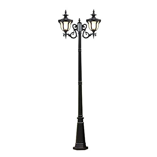 Vintage E27 Kandelaber 2-armige Strassenlaterne Außenleuchte Schwarz Aluminium Mastleuchte mit Glas Schirm Höhe 225CM 2-Flammig Wegeleuchten Garten Laterne Vintage E27 Kandelaber 2-armige Strassenlaterne Außenleuchte Schwarz Aluminium Mastleuchte mit Glas Schirm Höhe 225CM 2-Flammig Wegeleuchten Garten Laterne von Serin-Eletro