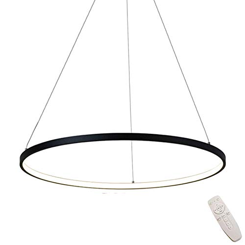 Serin-Eletro LED-Pendelleuchte Schwarz Rund Ring Dimmbar Pendellampe mit Fernsteuerung Höhen-Verstellbar Decken-Hängeleuchte für Wohnzimmer Schlafzimmer Esszimmer Küchen Beleuchtung von Serin-Eletro