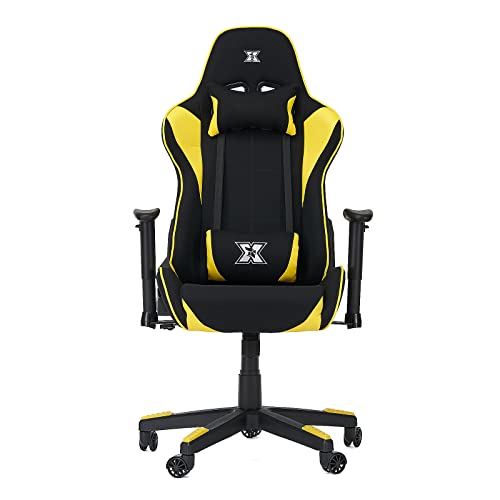 Gaming Chair X by Serioux, Torin TX, Adjustable, Textile, Gas Piston Class 4, a Adjustable arms, Star Base with 5 Legs Maximum Weight Allowed 150Kg, Detachable Pillows, Black and Yellow von Serioux