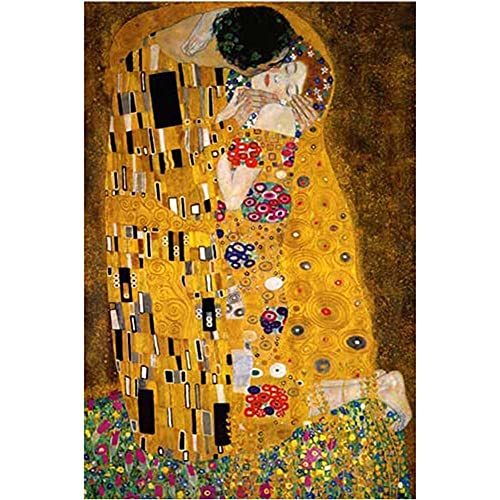 5D Diamond Painting，Diamant Painting Set,Gustav Klimt Der Kuss Round Drill DIY Vollbohrer Kinder Diamond Painting Bilder Strass Stickerei Mosaik Gemälde Kreuzstich für Home Wall Décor 30x40cm 12x16in von Serlaok