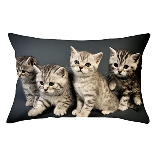 Dekorativ Kissenbezug Tier Katze Hund 30x50cm/12x20inch Rechteck Kissenbezug Doppelseitigem Muster mit Unsichtbarem Reißverschluss Dekokissen,für Wohnzimmerstuhl Sofa Garten Outdoor Kissenhülle von Serlaok