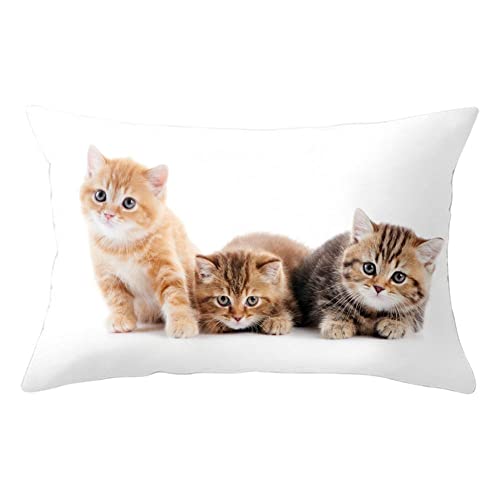 Dekorativ Kissenbezug Tier Katze Hund 30x50cm/12x20inch Rechteck Kissenbezug Doppelseitigem Muster mit Unsichtbarem Reißverschluss Dekokissen,für Wohnzimmerstuhl Sofa Garten Outdoor Kissenhülle von Serlaok