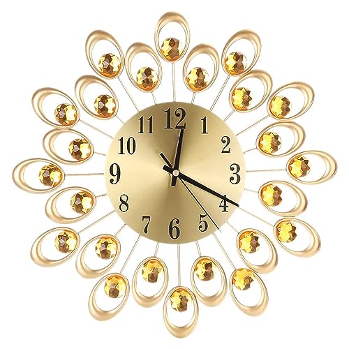 Serlium Blumenförmige Wanduhr aus Eisen Im Europäischen Stil, Batteriebetrieben, Stumm, Leicht Ablesbare Metalluhr Für Zuhause, Büro, Schlafzimmer(Gold) von Serlium