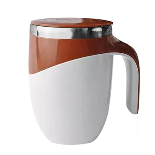 Serlium Selbstrührender Becher, Automatischer Magnetischer Rührkaffeebecher aus Edelstahl 304 Mit Deckel Für Reisen zu Hause, Büro, 380 Ml(Braun) von Serlium