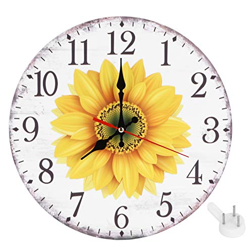 Serlium Wanduhr, 30 cm, europäische Retro-Pastoral-Sonnenblumen-Wanduhr, Zuhause, Wohnzimmer, dekorative Wanduhr mit Zwei Arten für Haus, Schlafzimmer, Küche(2#) von Serlium