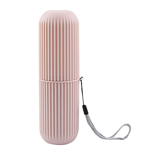 Zahnbürsten-Reise-Etui, tragbares Zahnbürsten-Etui aus PP, rutschfester Reise-Zahnbürstenhalter mit Abdeckung für Familienreisen, Camping(Rosa) von Serlium