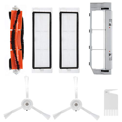 Zubehör für Xiaomi Saugroboter, Ersatz zubehör Kit Staubsauger Teile 1 Zentralbürste,2 Seitenbürste,2 Filters,1 Klinge,1 Hauptbürstenabdeckung von Serlium