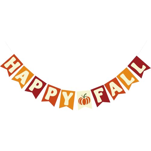 SerpizePaty Happy Fall Banner, vorbespanntes Happy Thanksgiving Banner mit Kürbis, Dankesbanner Thanksgiving hängende Dekorationen für Herbst Kamin Fenster Wand Gefälligkeiten von SerpizePaty