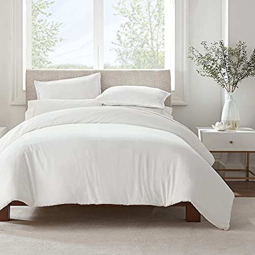 Serta Simply Clean Bettbezug-Set, ultraweich, hypoallergen, schmutzabweisend, 3-teilig, weiß, King-Size-Größe von Serta