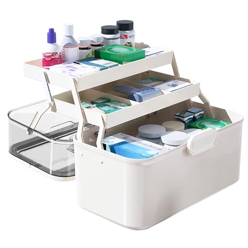 Sertay Medicine Organizer Box, Medikamenten Aufbewahrung, Multifunktionaler Aufbewahrungsbox, 3 Ebene Medizinbox, für die Aufbewahrung Von Medikamenten, Kosmetika, Häufig Verwendeten Werkzeugen von Sertay