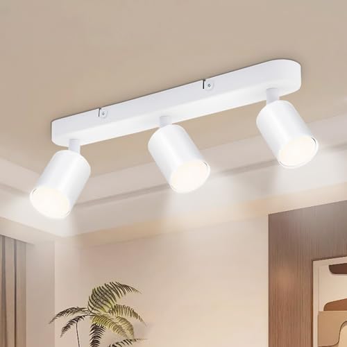 Seruno X 3 flammig LED Deckenstrahler Schwenkbar GU10 - Weiß Deckenspots, Drehbare Spotlampe Modern Deckenlampe Spot für Küche, Wohnzimmer, Schlafzimmer (Ohne Leuchtmittel) von Seruno X