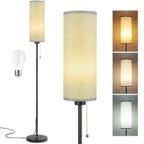 Seruno X Stehlampe Wohnzimmer, Grau Standleuchte mit 3 Farbtemperaturen 9W LED Glühbirne, Modern Stehlampe mit Schwarz Mast, Zugschalter, Leselampe Stehleuchte für Wohnzimmer Schlafzimmer Büro Seruno X Stehlampe Wohnzimmer, Grau Standleuchte mit 3 Farbtemperaturen 9W LED Glühbirne, Modern Stehlampe mit Schwarz Mast, Zugschalter, Leselampe Stehleuchte für Wohnzimmer Schlafzimmer Büro von Seruno X