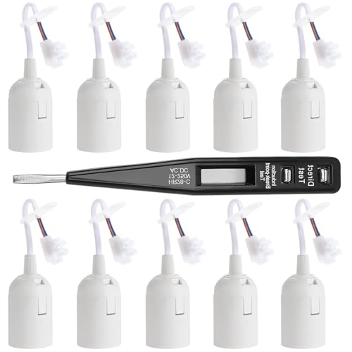 Seruno E27 Fassung - 10 Stücke lampenfassung E27 Mit Kabel - E27 Fassung Mit Kabel Robuste Baufassung für Glühbirnen, Renovierungsfassung für Deckenlampen, Weiß von Seruno