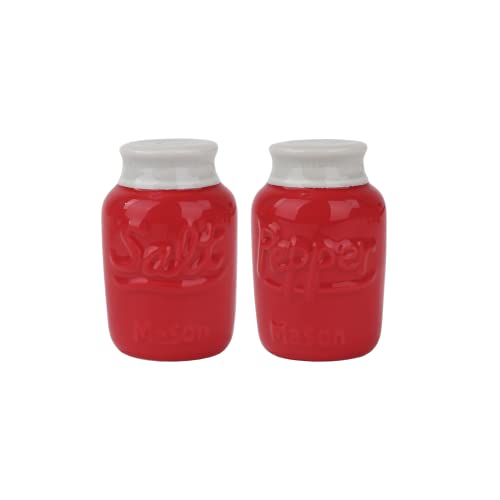 Rote Salz- und Pfefferstreuer, Keramik, Einmachglas, Gewürzgläser von Servette Home