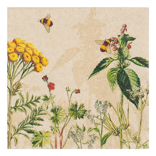 3-lagige Servietten aus recyceltem Papier mit Wildblumen von Serviette