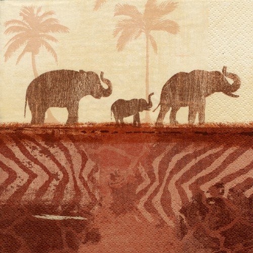 20 Servietten Elefanten-Marsch / Tiere / Afrika 33x33cm von Servietten Afrika