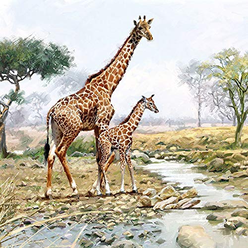20 Servietten Giraffenfamilie am Fluss als Tischdeko oder zum Basteln mit Serviettentechnik 33x33cm von Servietten Afrika