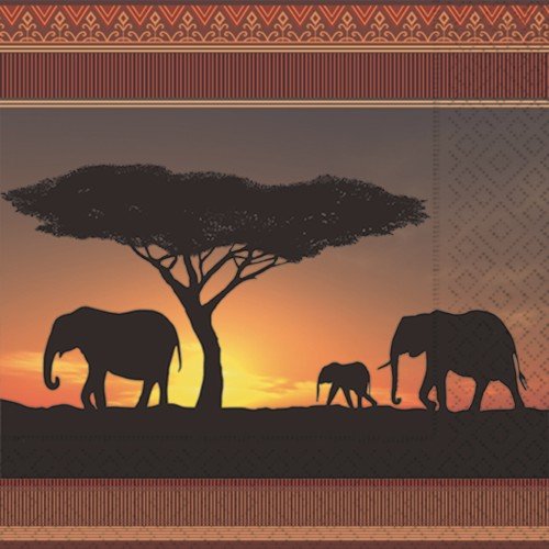 20 Servietten Serengeti/Tiere/Afrika/Elefanten 33x33cm von Servietten Afrika