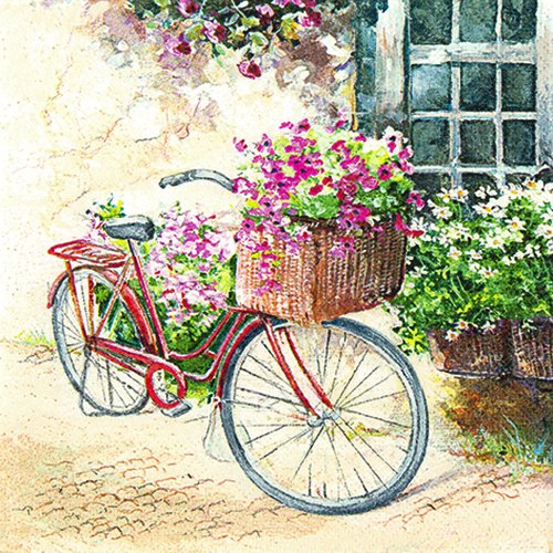 20 Servietten Flowerbike - Blumenfahrrad/Blumen/Fahrrad/Vintage 33x33cm von Servietten Alt und Modern