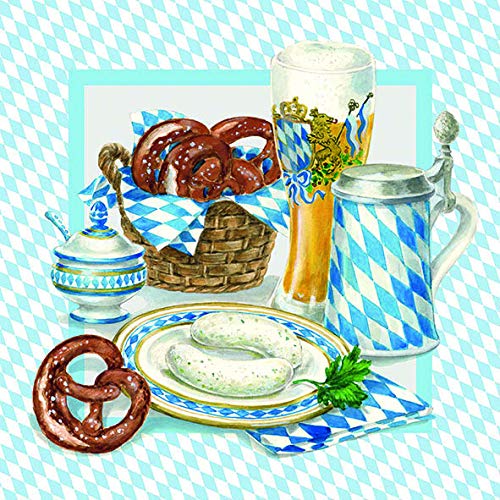 20 Servietten Bayrische Auszeit | Weisswurst | Bier | Bayern | Oktoberfest 33x33cm von Servietten Bayern