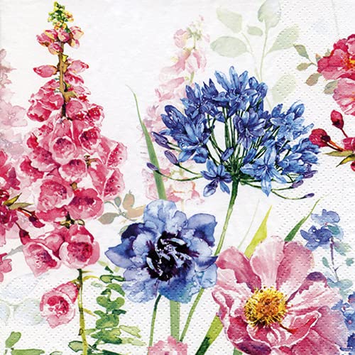 20 Servietten Bl?tezeit in Wasserfarben | Blumen | Frühling | Sommer | Tischdeko 33x33cm von Servietten Blumen