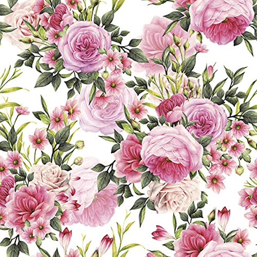 20 Servietten Blühende Rosenstränge | Blumen | Rosen | Tischdeko 33x33cm von Servietten Blumen