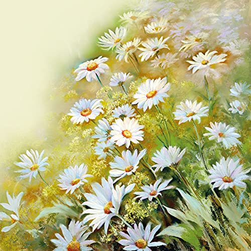 20 Servietten Blumen strahlen in der Sonne | Margeriten | Frühling | Sommer | Tischdeko 33x33cm von Servietten Blumen