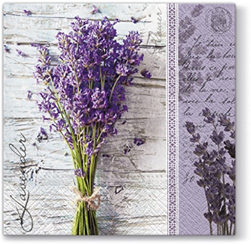 20 Servietten Frischer Lavendelstrauß / Lavendel / Blumen 33x33cm von Servietten Blumen