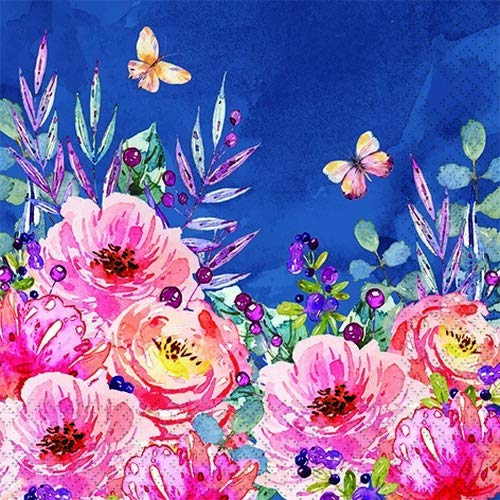20 Servietten Gemalte Anmut | Blumen | Sommer | Tischdeko 33x33cm von Servietten Blumen