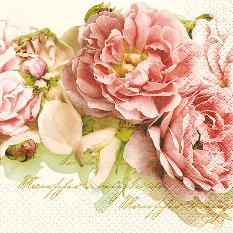 20 Servietten Mary Roses Edle Rosen/Blumen 33x33cm von Servietten Blumen
