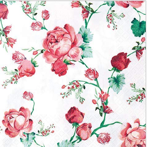 20 Servietten Rote Rosenkette/Blumen/Vintage/Hochzeit 33x33cm von Servietten Blumen