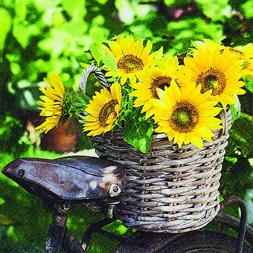 20 Servietten Sonnenblumen im Korb | Blumen | Herbst | Tischdeko 33x33cm von Servietten Blumen