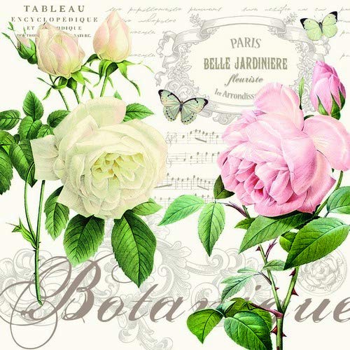 20 Servietten Vintage Rosen rosa weiß | Blumen | Hochzeit 33x33cm von Servietten Blumen
