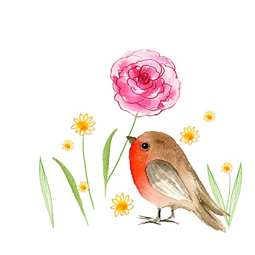 20 Servietten Vogel findet Blume | Tiere | Frühling | Sommer | Tischdeko 33x33cm von Servietten Blumen