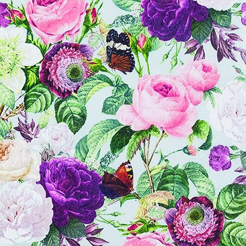 20 Servietten Wilde Rosen | Blumen | Tischdeko 33x33cm von Servietten Blumen