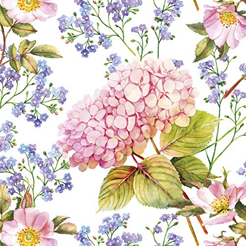 20 Servietten Zarte Blumen rosa/lila | Frühling | Sommer | Tischdeko 33x33cm von Servietten Blumen